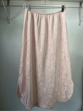 Vintage Linda Lingerie Coquette Satin Midi Slip Skirt Size L